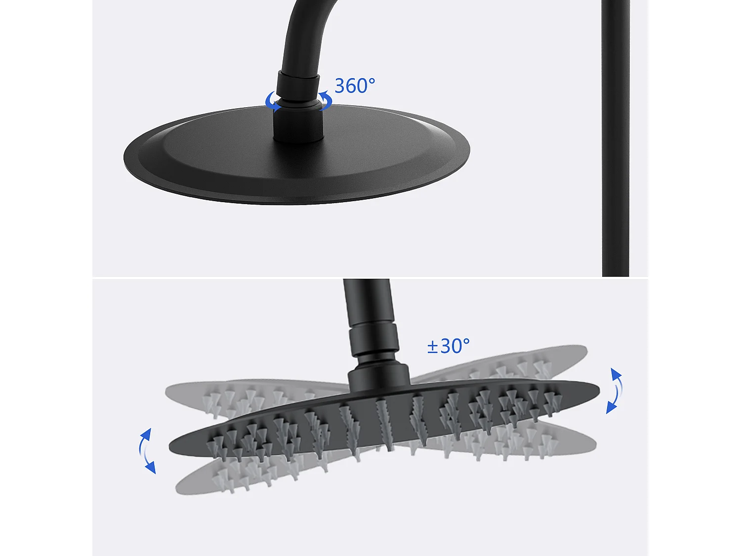 Colonne de douche thermostatique ronde 200mm, ensemble de douche noir AICA