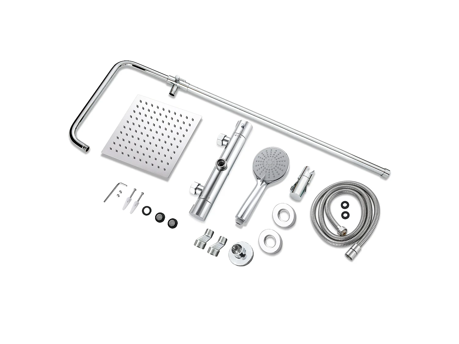 Colonne de douche thermostatique 200mm, ensemble de douche chrome AICA