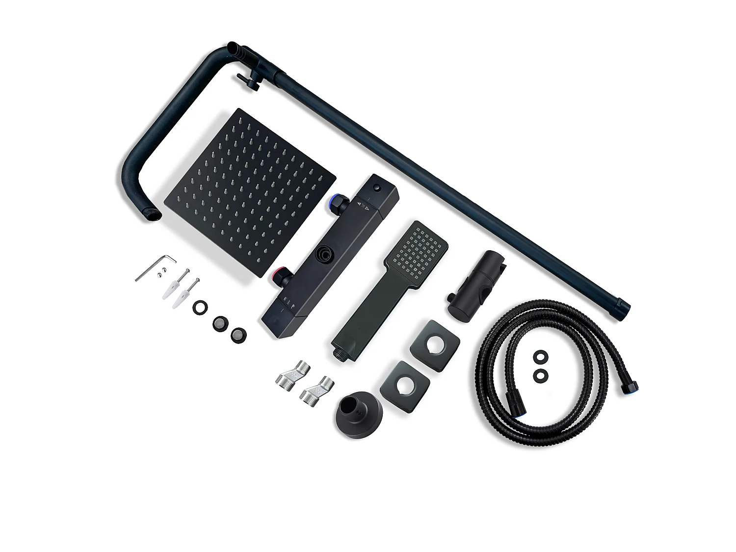 Colonne de douche thermostatique 200mm, ensemble de douche noir AICA
