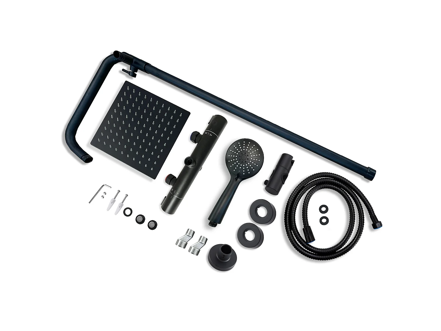 Colonne de douche thermostatique 200mm, ensemble de douche noir AICA