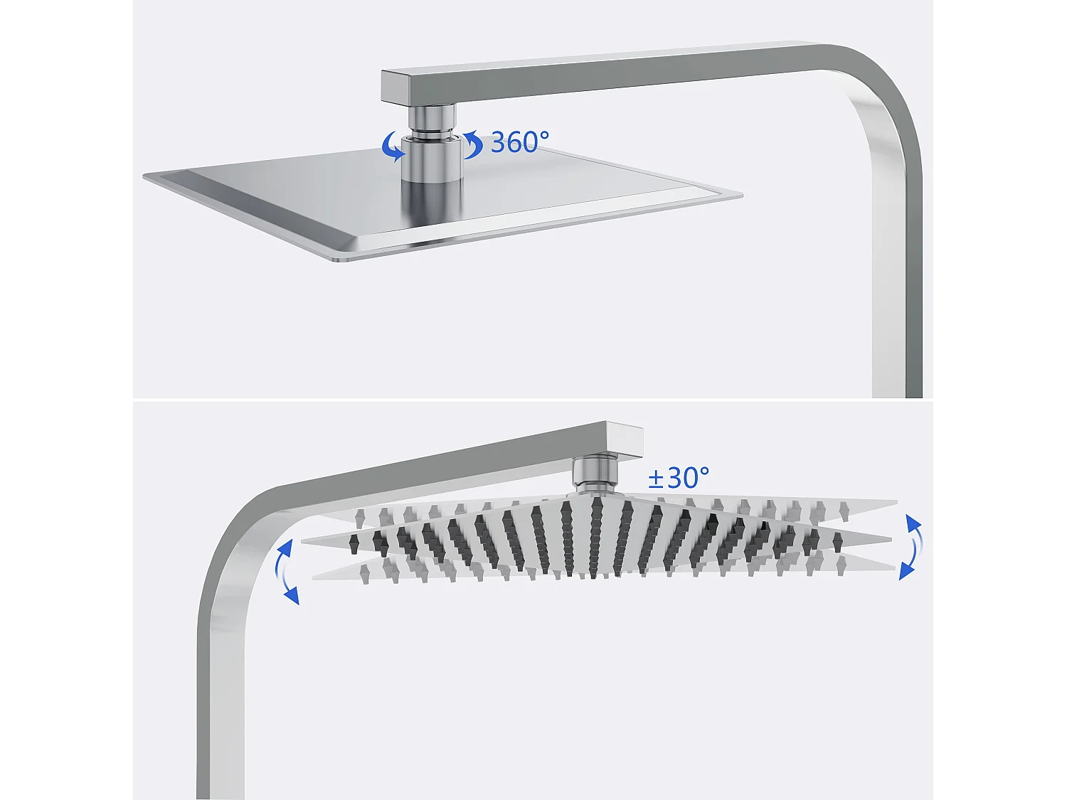 Colonne de douche thermostatique carrée 200mm, ensemble de douche chrome AICA