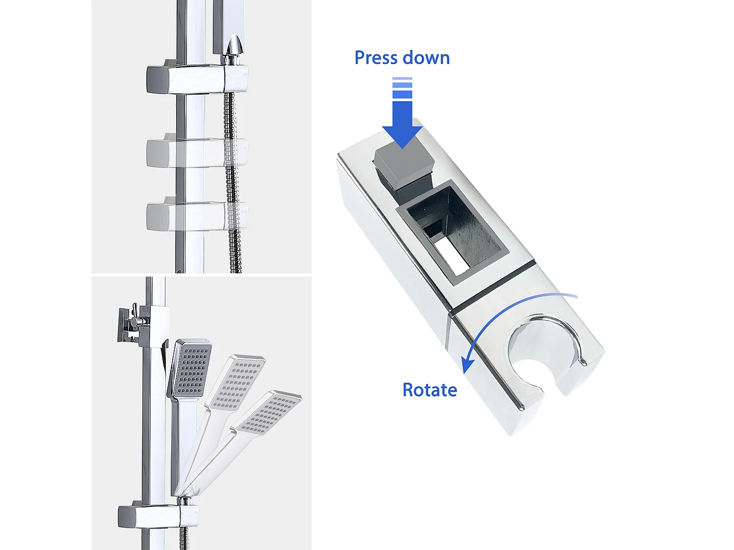 Colonne de douche thermostatique carrée 200mm, ensemble de douche chrome AICA
