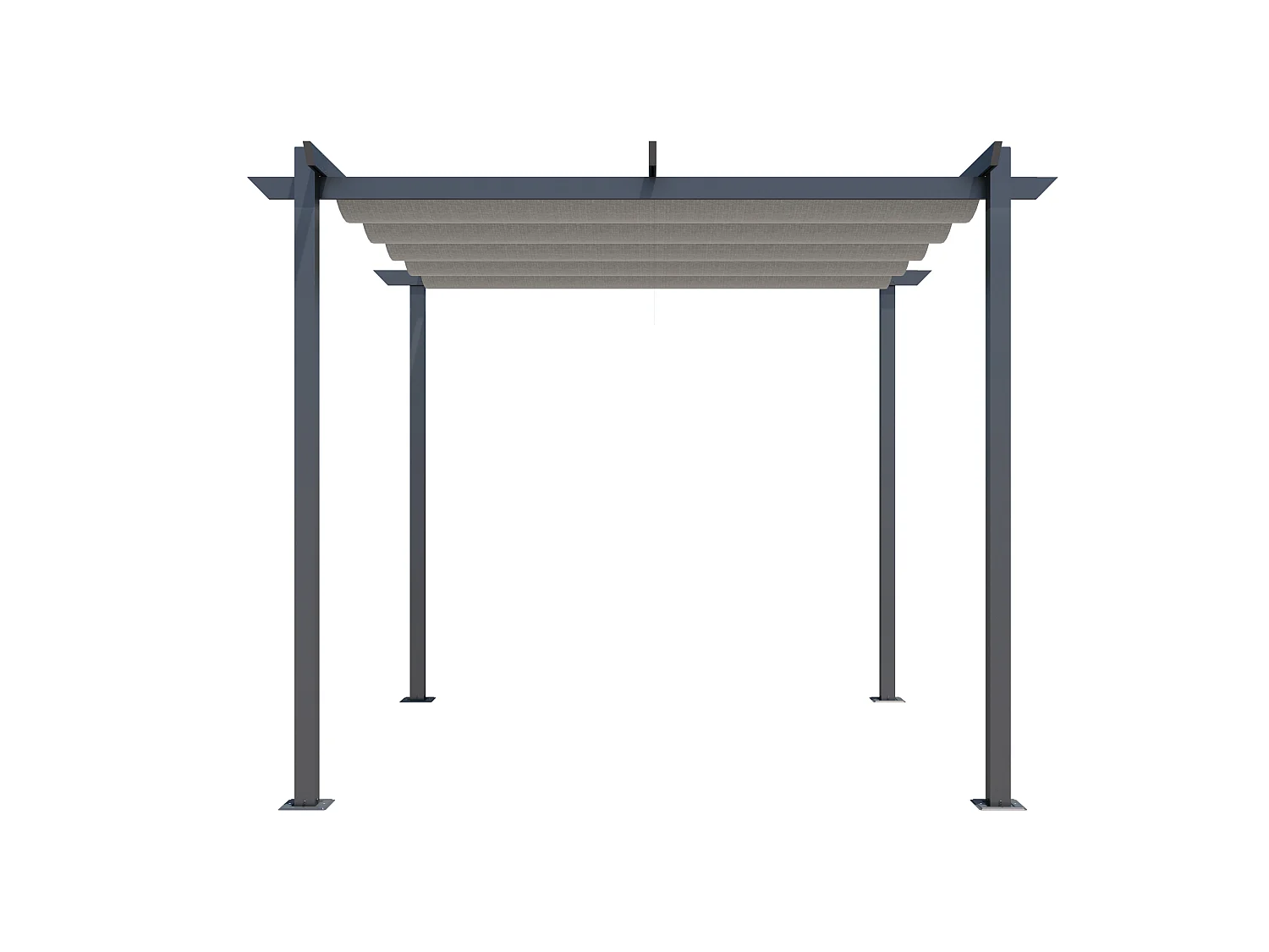 Pergola autoportée VELA en aluminium 5.81 m², gris anthracite, toit rétractable, 3x3m, pour les jardin et les cours