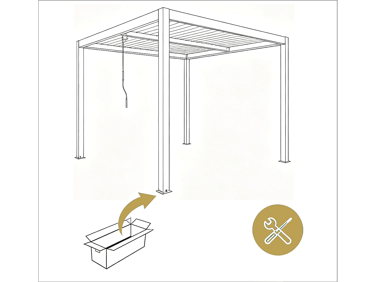 Pergola bioclimatique autoportée - 4x3m - Structure et lames orientables en aluminium - Gris anthracite
