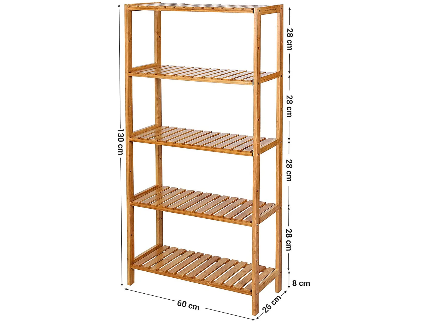 Étagère de salon stable en bambou naturel 60x26x130 cm - BCB35Y