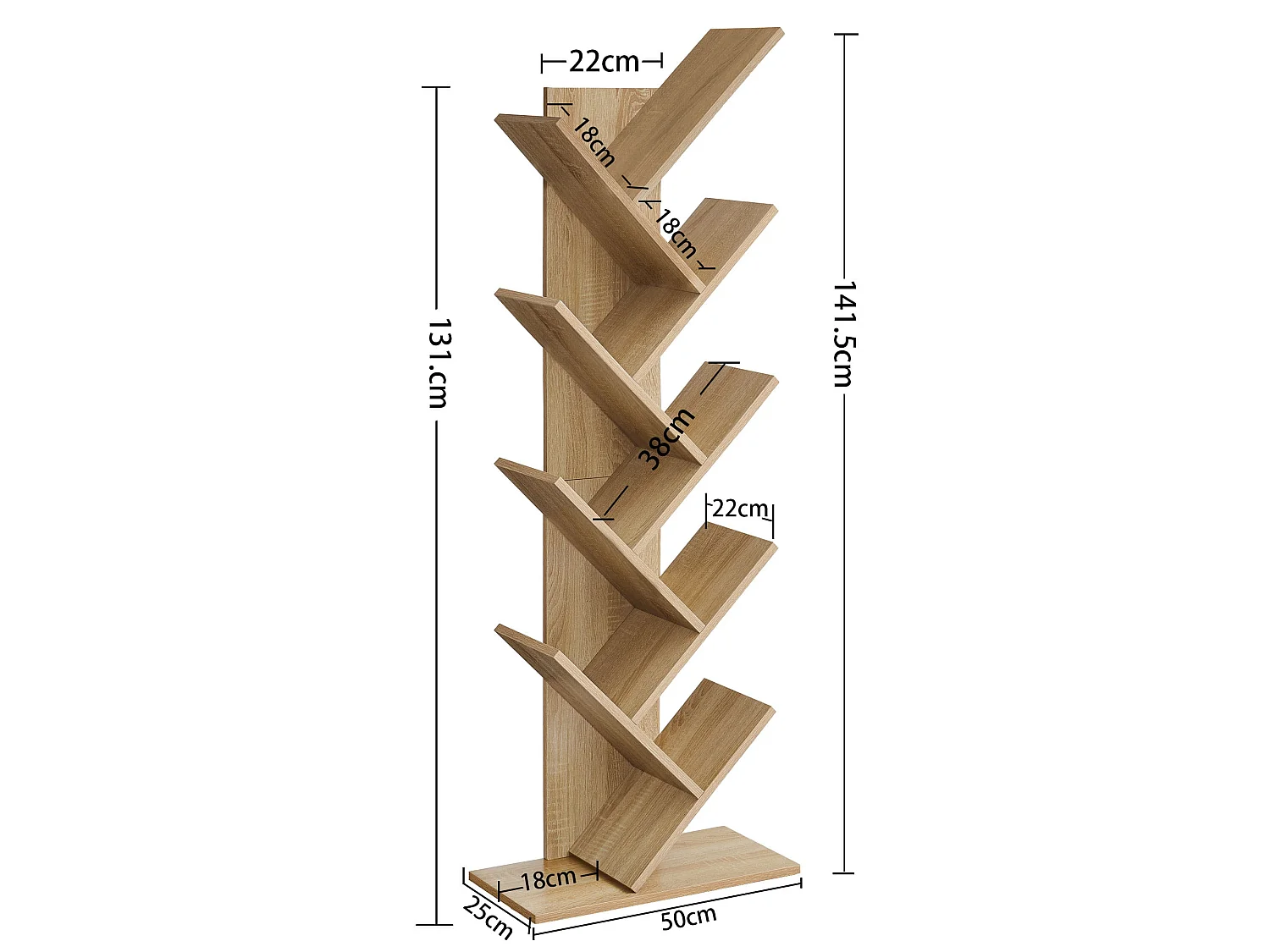 Boekenkast met 9 planken spaanplaat sonoma 50x25x141,5 cm