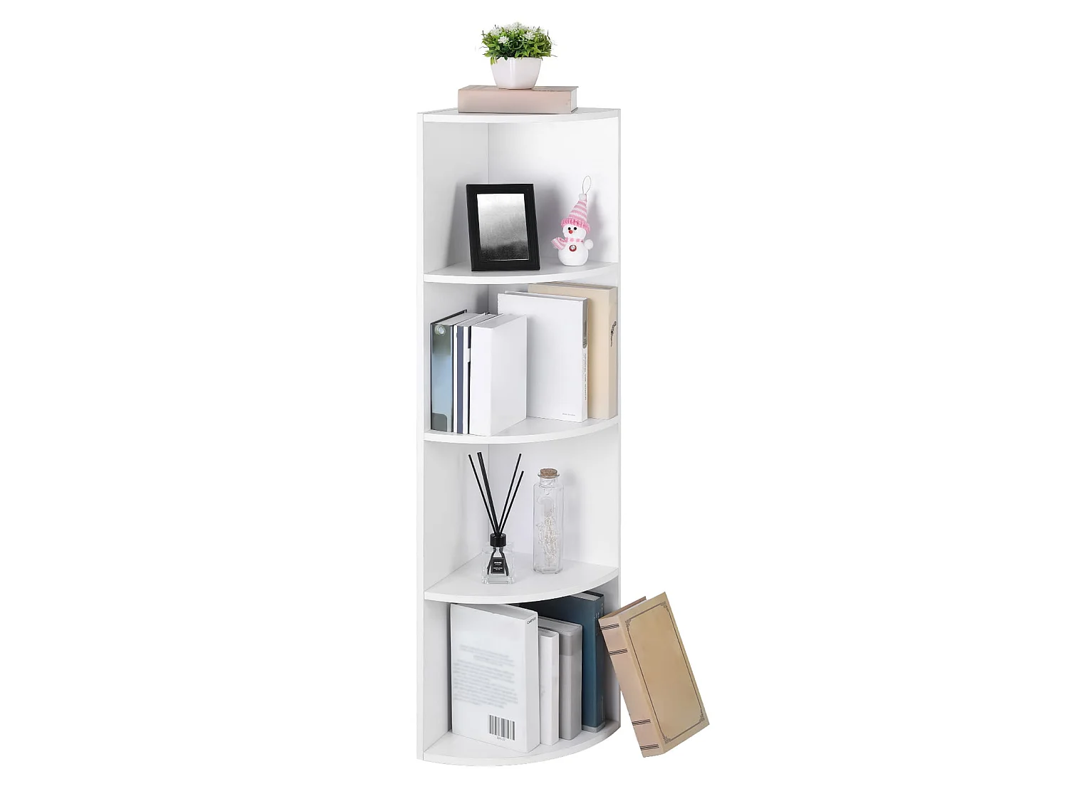 Hoekboekenkast stabiel melamine spaanplaat wit 30x30x129,5 cm