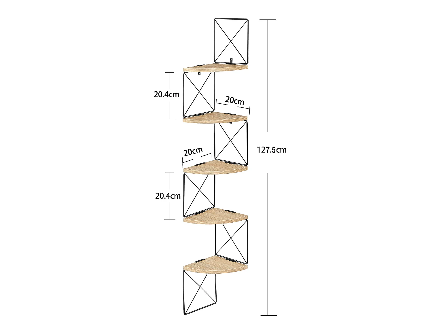 Étagère d’angle pour salon en panneaux de particules et acier sonoma noir 20x20x127,5 cm