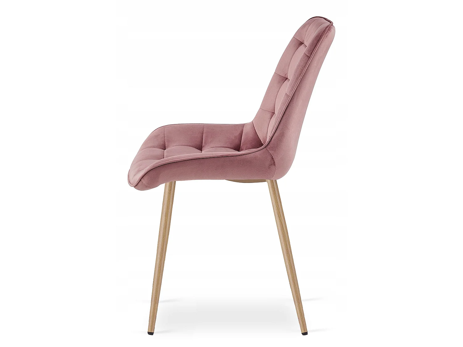 Chaise de salle à manger et cuisine BERA en velours rose foncé pieds chêne 54x60x88 cm