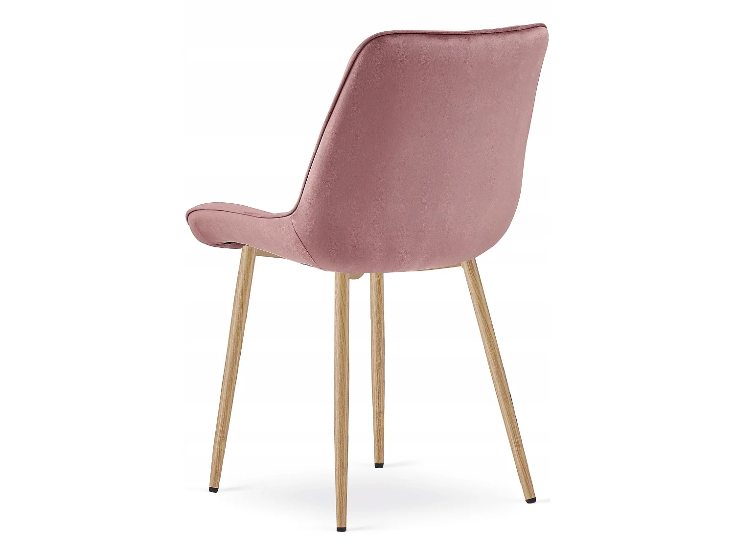 Chaise de salle à manger et cuisine BERA en velours rose foncé pieds chêne 54x60x88 cm