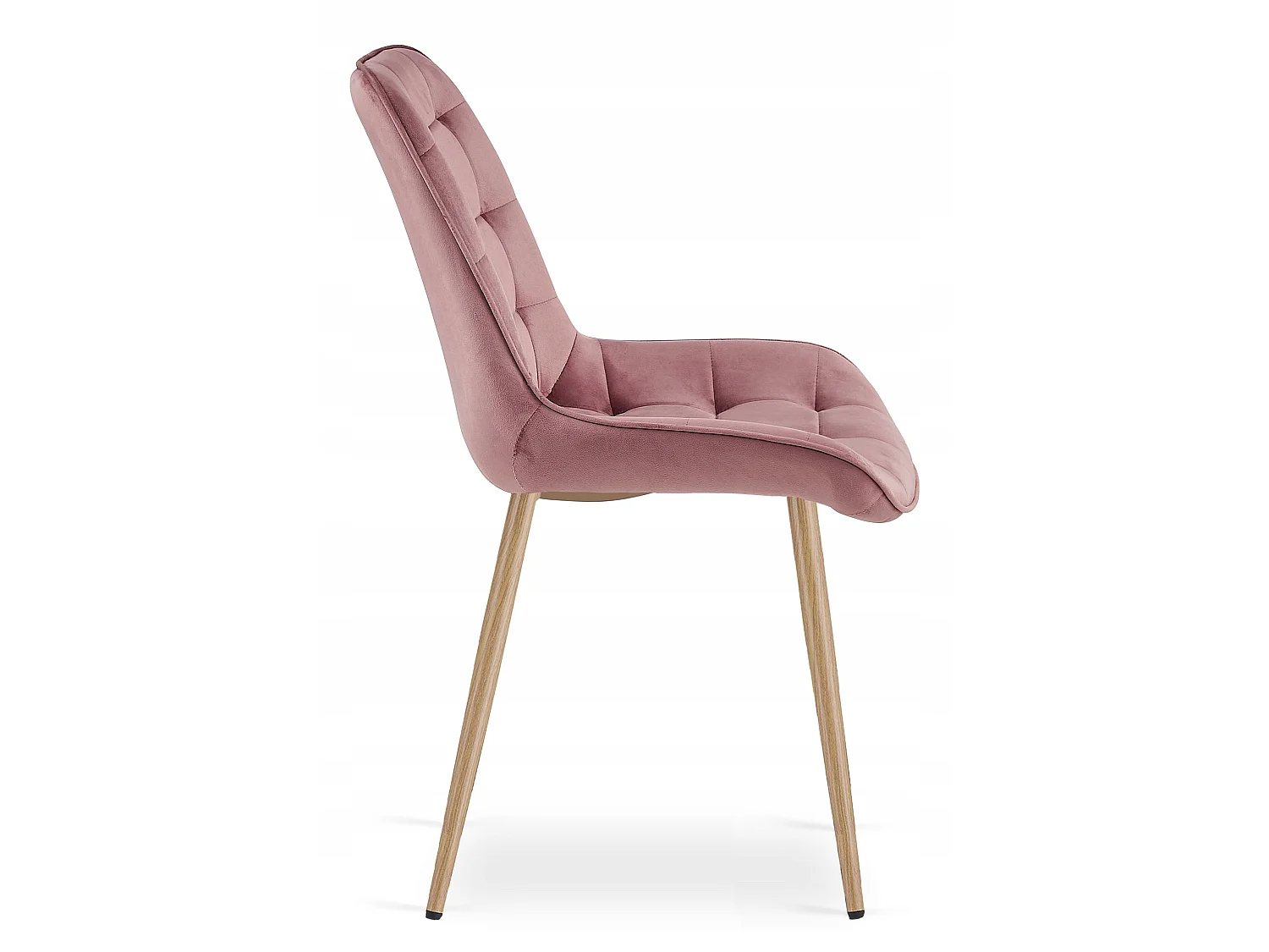 Chaise de salle à manger et cuisine BERA en velours rose foncé pieds chêne 54x60x88 cm