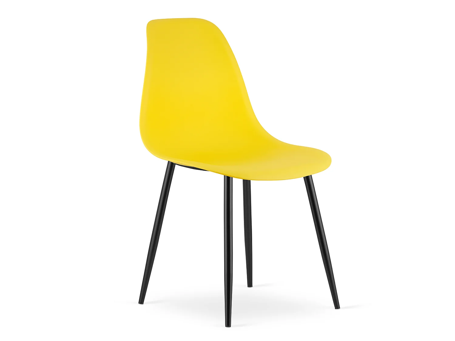 Chaise de salle à manger et cuisine WAT en polypropylène jaune, pieds noirs, 84 cm