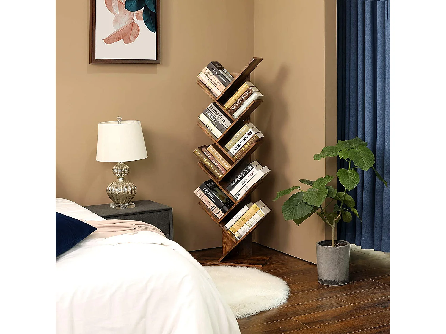 Étagère à livres stable en panneau de particules brun rustique 50x25x141,5 cm