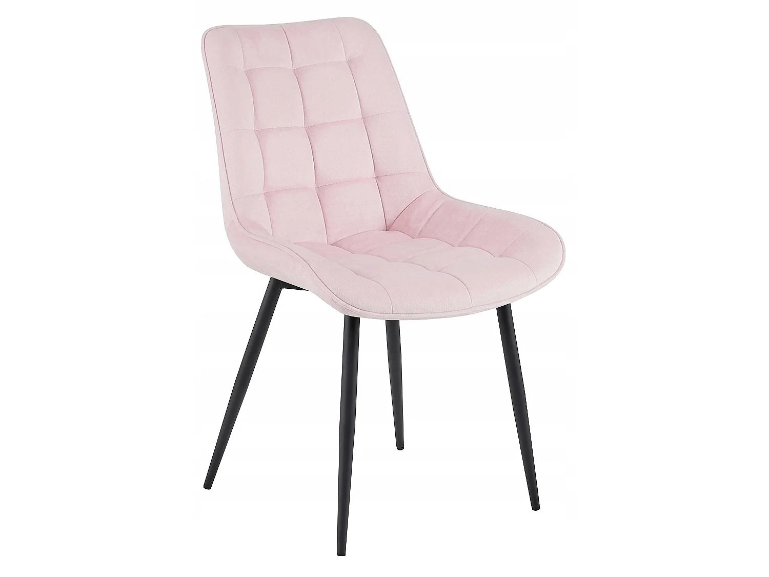 Chaise de salle à manger et cuisine BERA en velours rose clair, pieds noirs x 4