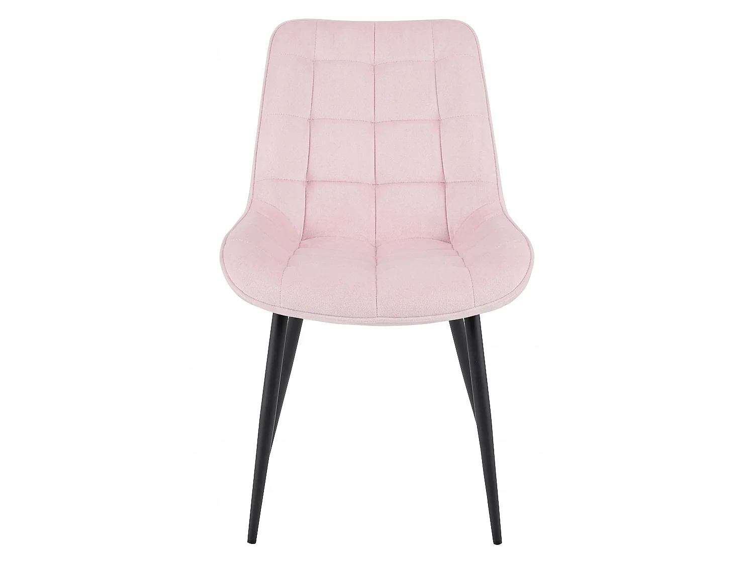 Chaise de salle à manger et cuisine BERA en velours rose clair, pieds noirs x 4