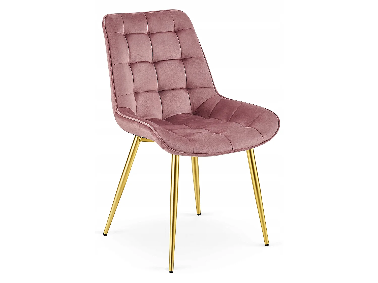 Chaise de salle à manger et cuisine BERA en velours rose foncé, pieds dorés x 2