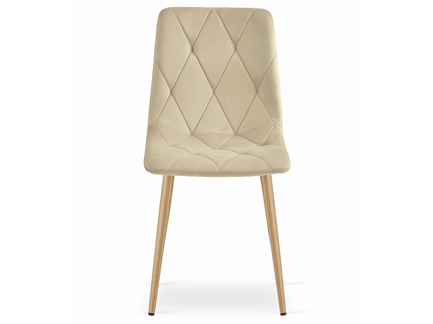 Eetkamerstoel LIBRA fluweel lichtbeige houten poten 86,5x45x54 cm