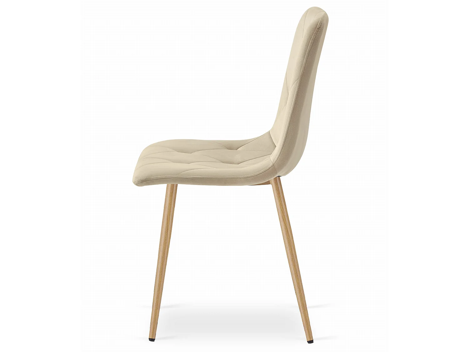 Eetkamerstoel LIBRA fluweel lichtbeige houten poten 86,5x45x54 cm