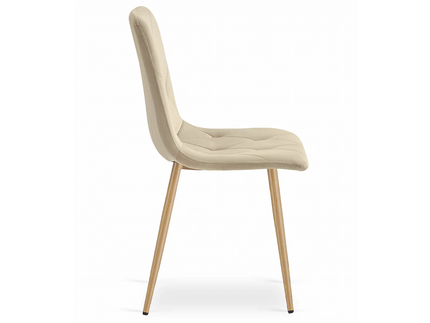 Eetkamerstoel LIBRA fluweel lichtbeige houten poten 86,5x45x54 cm
