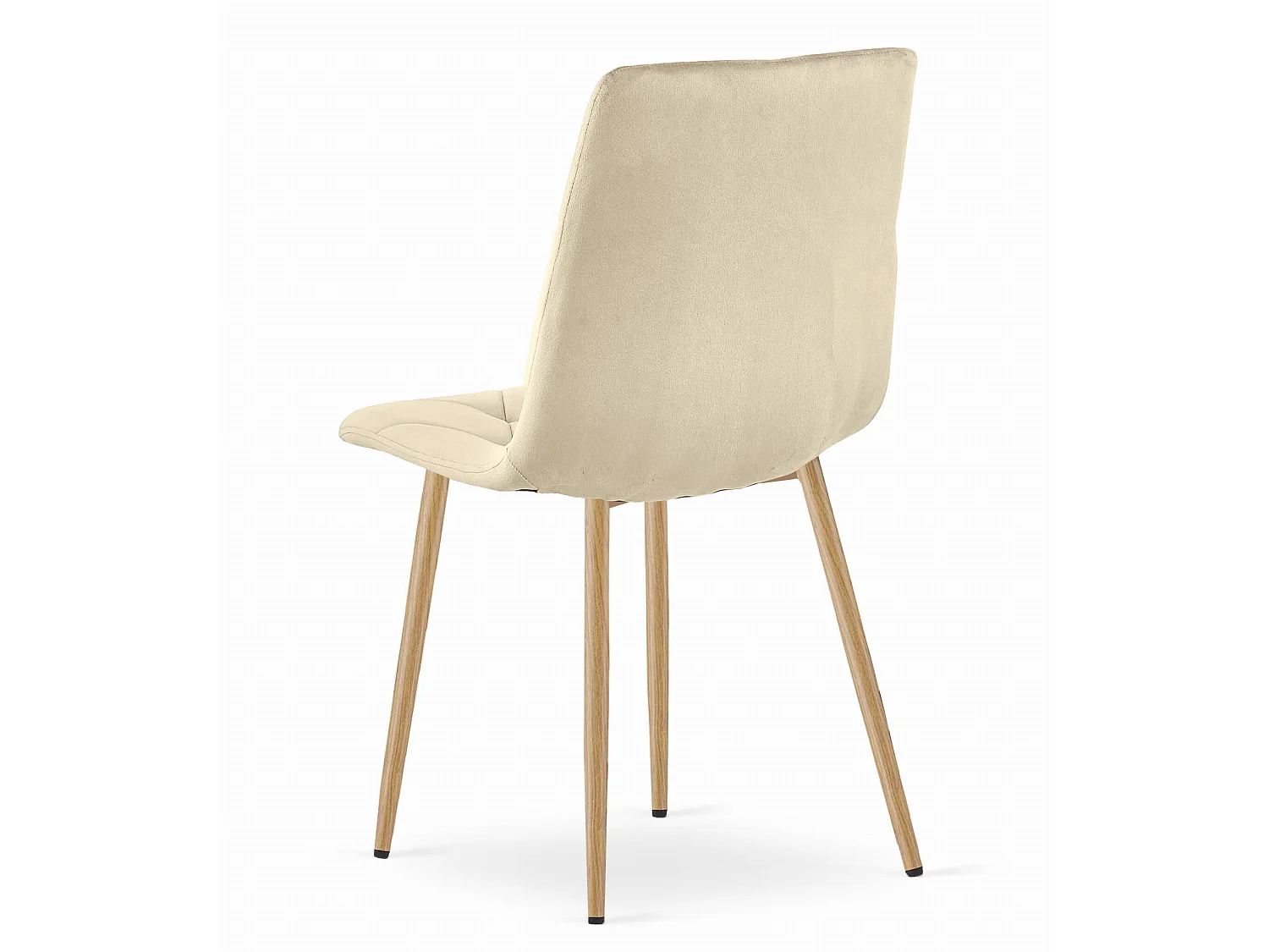 Eetkamerstoel LIBRA fluweel lichtbeige houten poten 86,5x45x54 cm