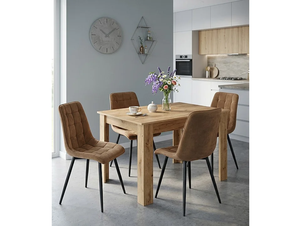 Eetkamerstoel SPLIT fluweel bruin zwarte poten 88x49x60 cm