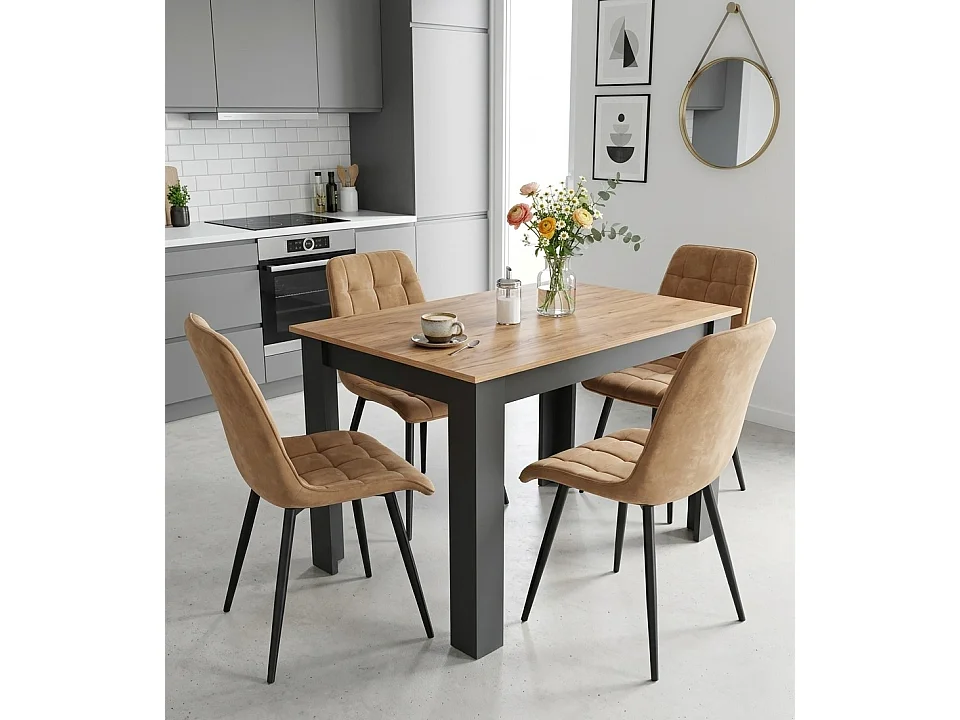 Eetkamerstoel SPLIT fluweel bruin zwarte poten 88x49x60 cm