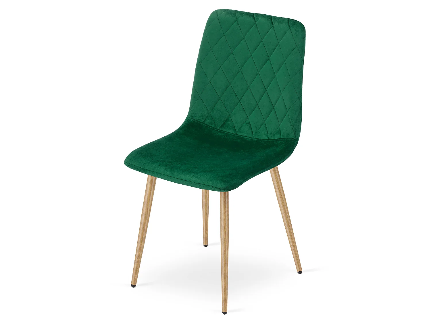 Chaise de salle à manger et cuisine en velours vert foncé, pieds effet bois, 44,5x53x87,5 cm