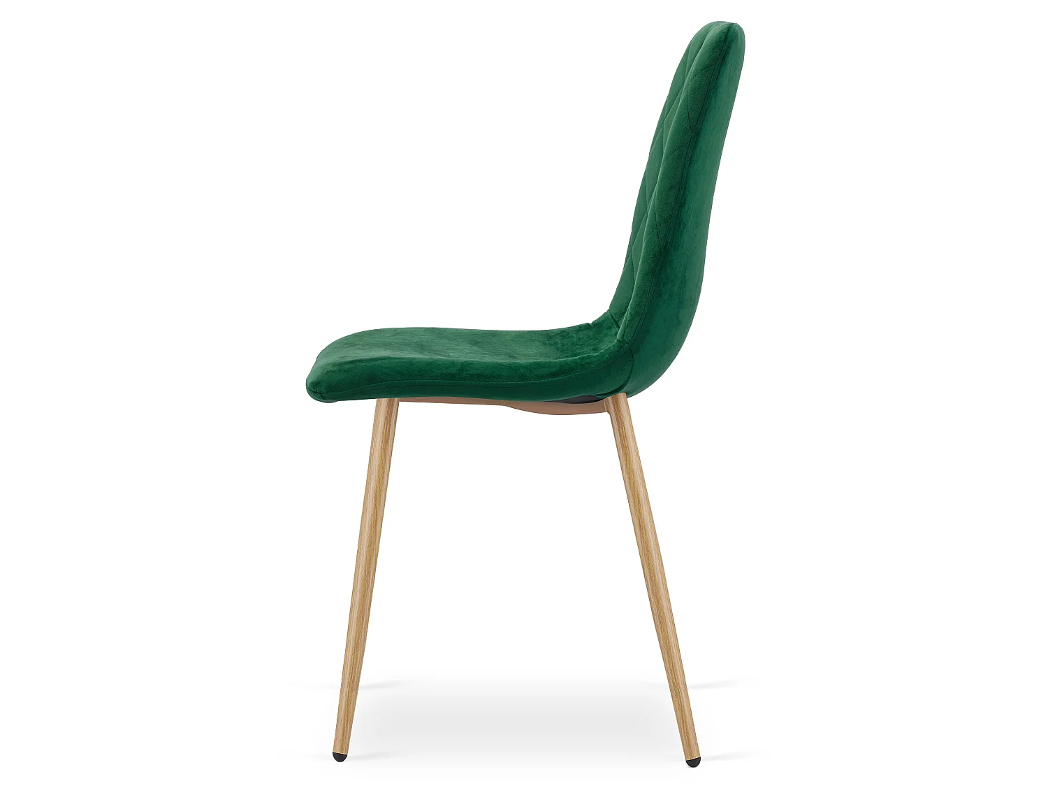 Chaise de salle à manger et cuisine en velours vert foncé, pieds effet bois, 44,5x53x87,5 cm