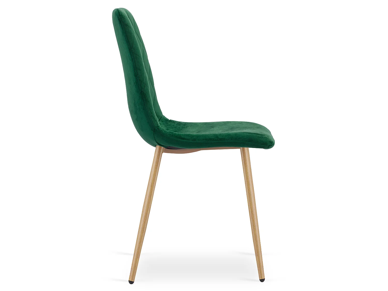 Chaise de salle à manger et cuisine en velours vert foncé, pieds effet bois, 44,5x53x87,5 cm