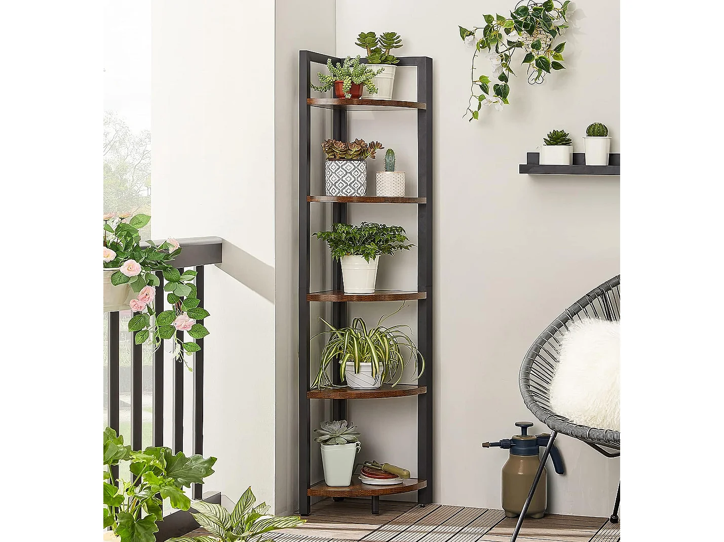 Étagère de salon pour livres et déco, style loft, bois, brun rustique, 30x30x150 cm