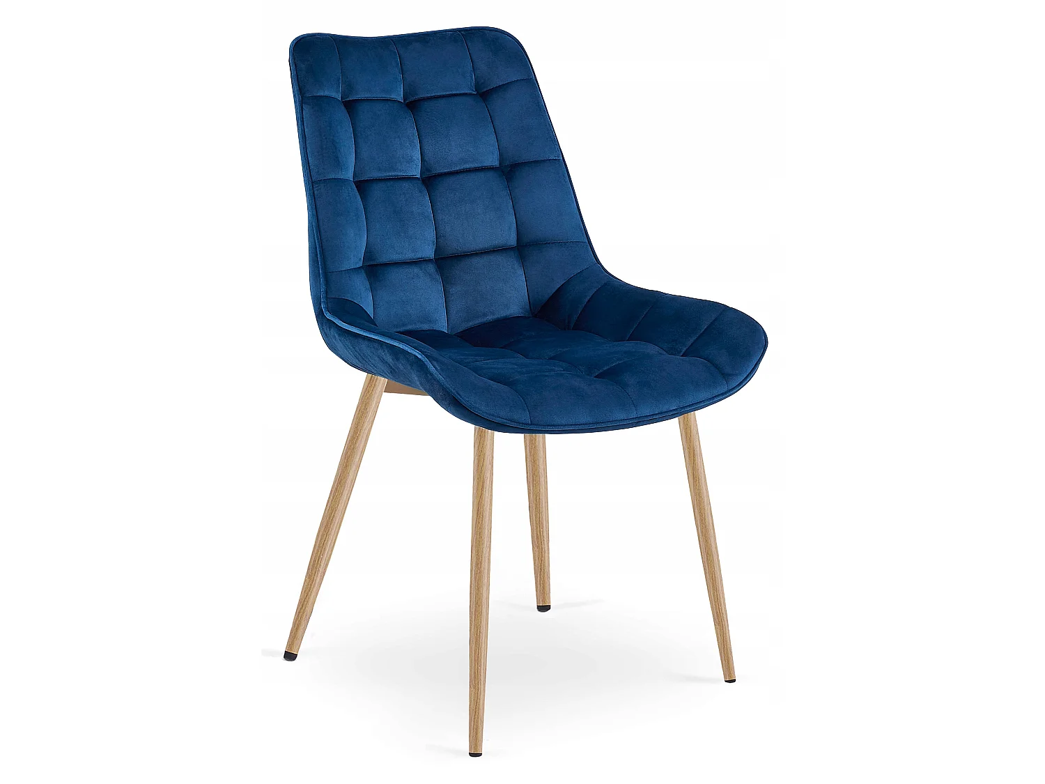 Chaise de salle à manger et cuisine BERA velours bleu marine pieds chêne 2x 54x60x88 cm