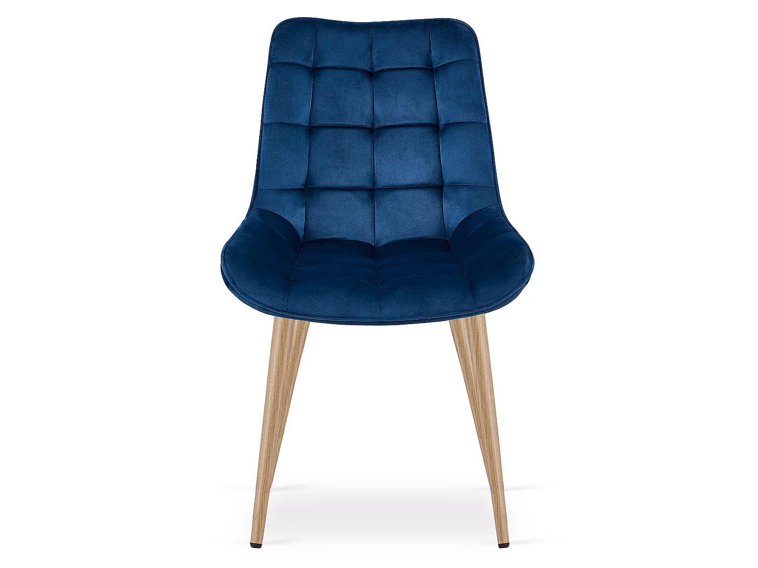 Chaise de salle à manger et cuisine BERA velours bleu marine pieds chêne 2x 54x60x88 cm