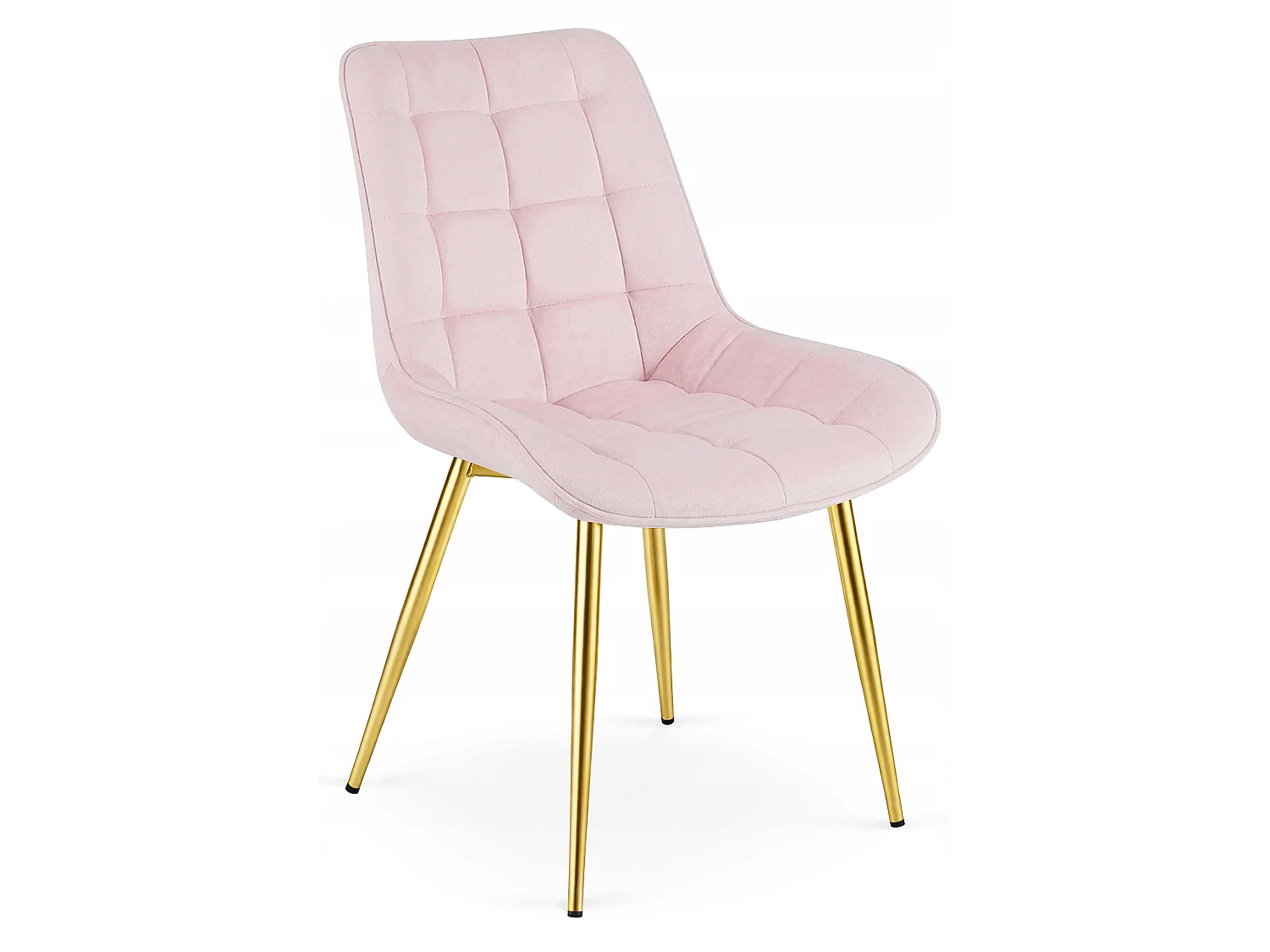 Chaise de salle à manger BERA en velours rose clair pieds dorés 88x54x60 cm