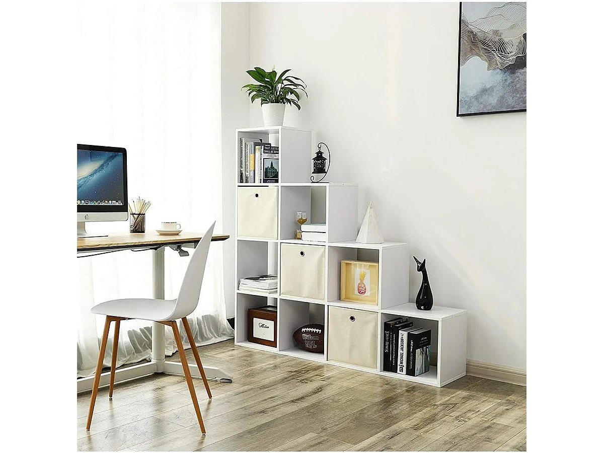 Étagère de salon moderne en panneau de particules blanc LBC10WTV1 129,5x29x129,5 cm