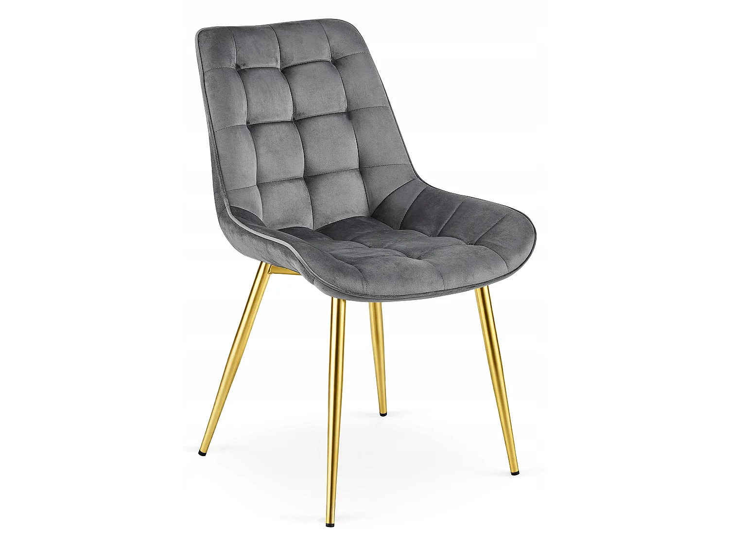 Chaise de salle à manger et cuisine BERA en velours gris foncé, pieds dorés, 3 pièces