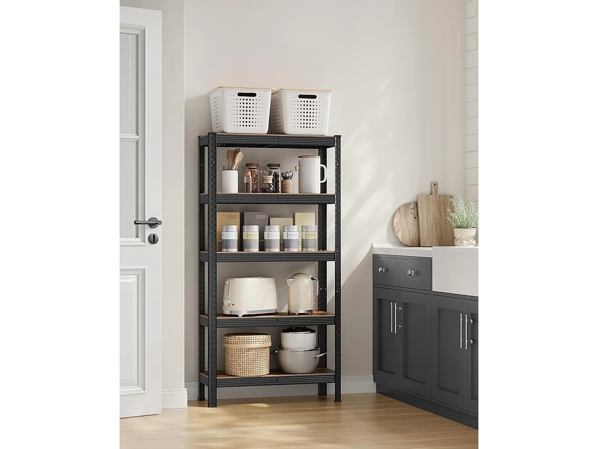 Étagère de salon industrielle rustique en MDF et acier brun 75x30x150 cm GLR030B01