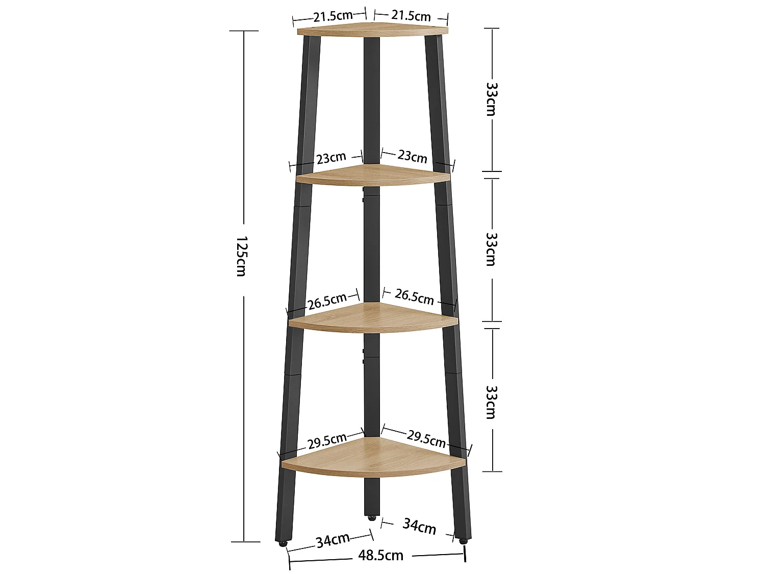Étagère d’angle pour livres et déco, panneau de particules, sonoma, 34x34x125 cm