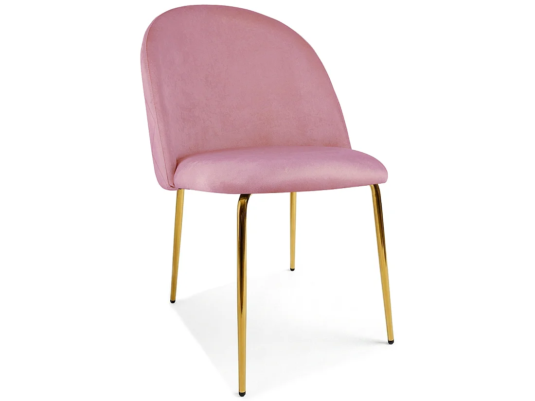 Chaise de salle à manger et cuisine INCA en velours rose clair, pieds dorés, 78x49x55 cm