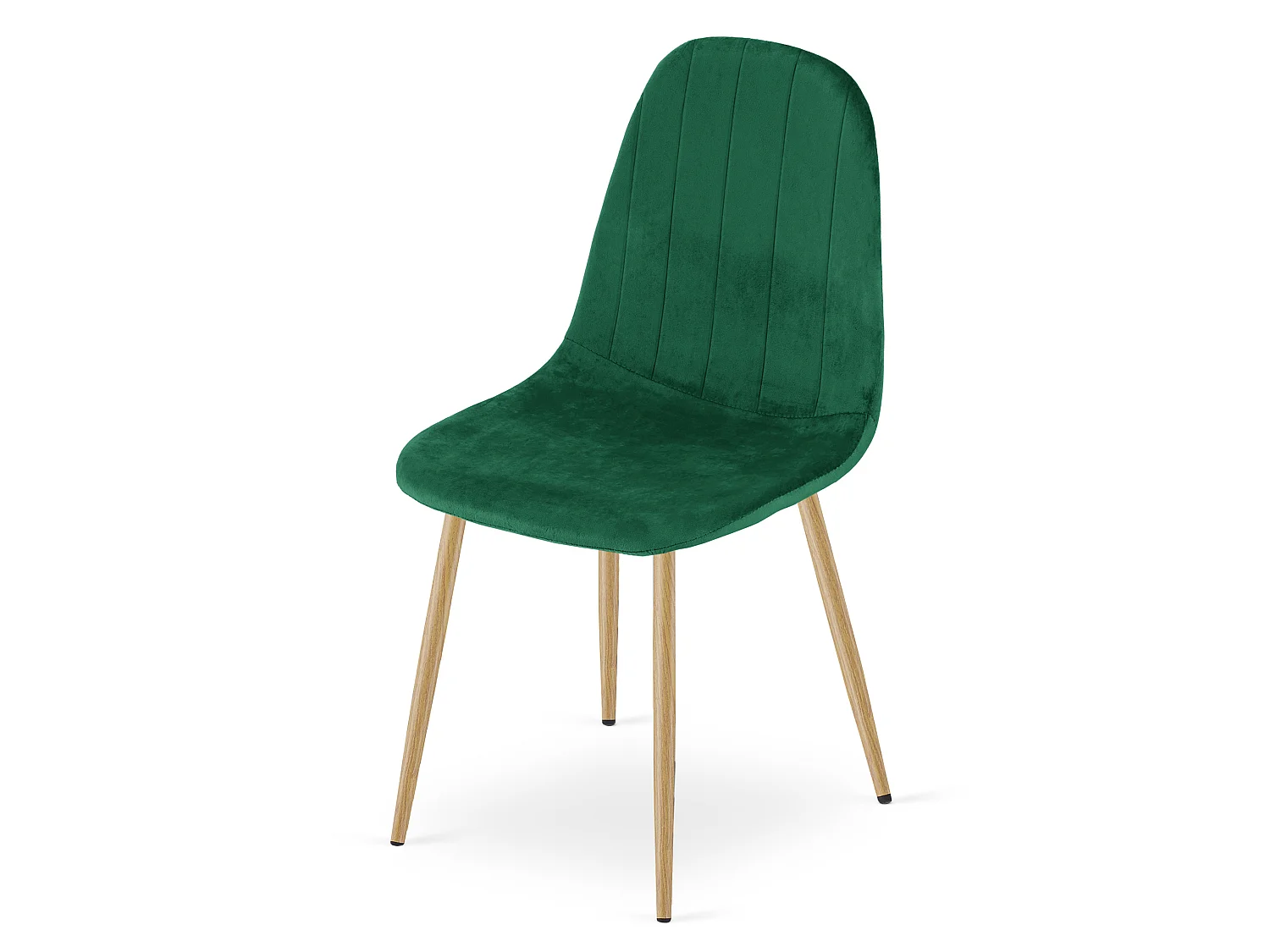 Chaise de salle à manger et cuisine en velours vert, pieds chêne 87 cm