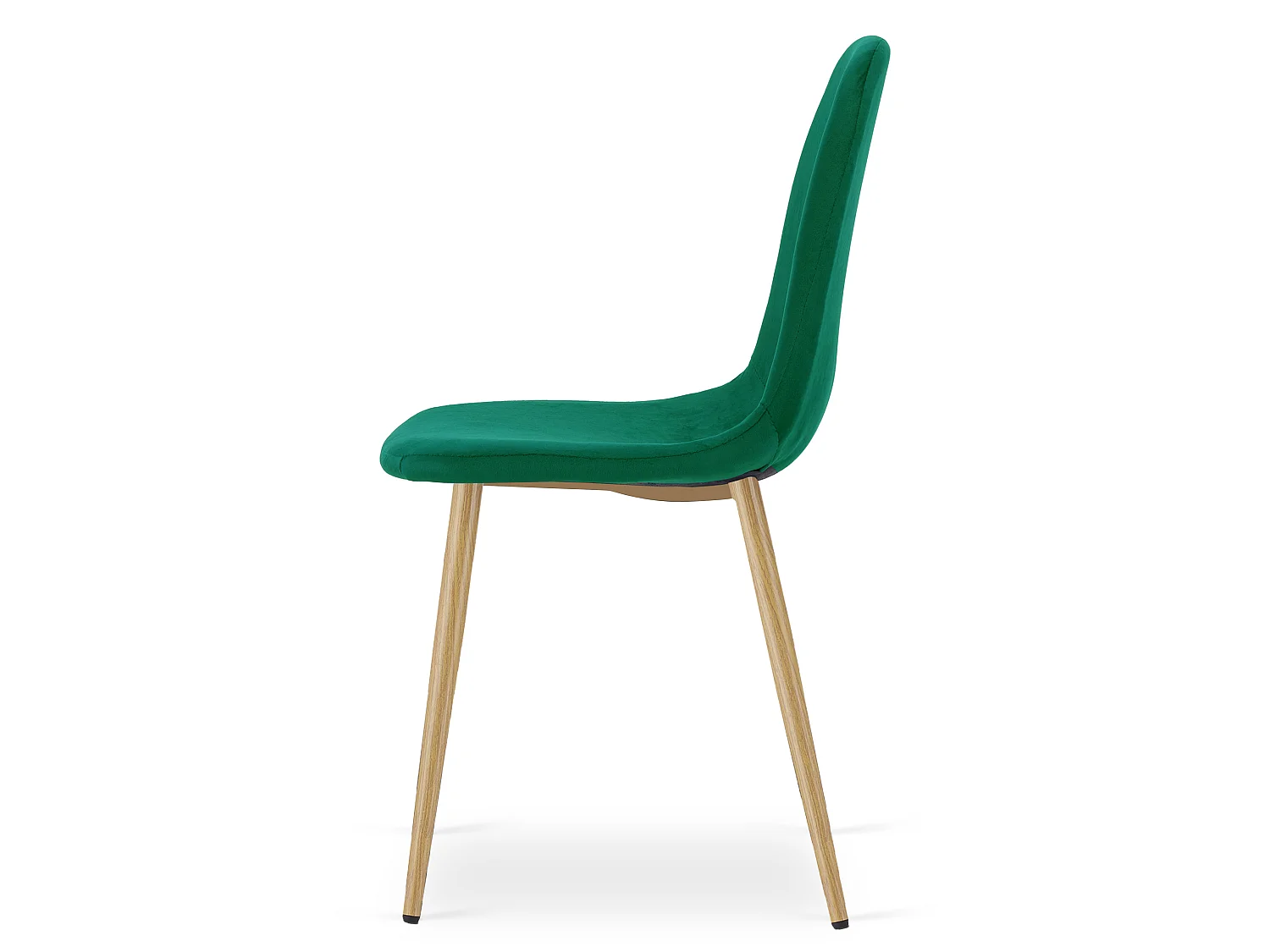 Chaise de salle à manger et cuisine en velours vert, pieds chêne 87 cm