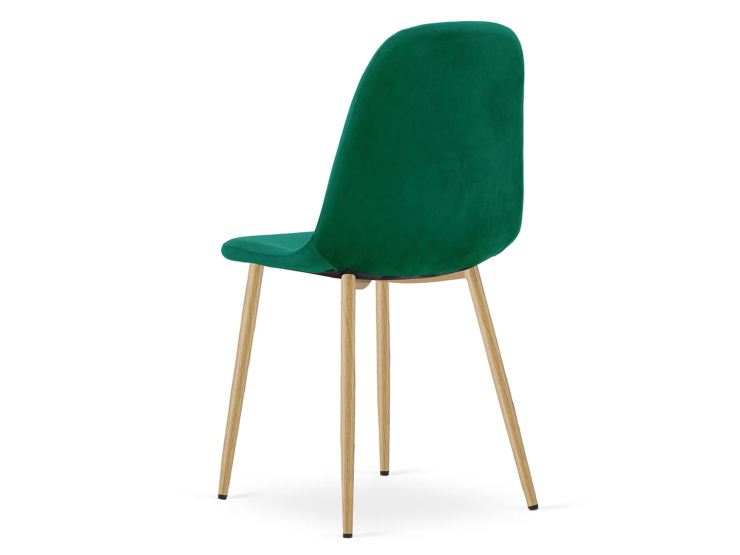 Chaise de salle à manger et cuisine en velours vert, pieds chêne 87 cm