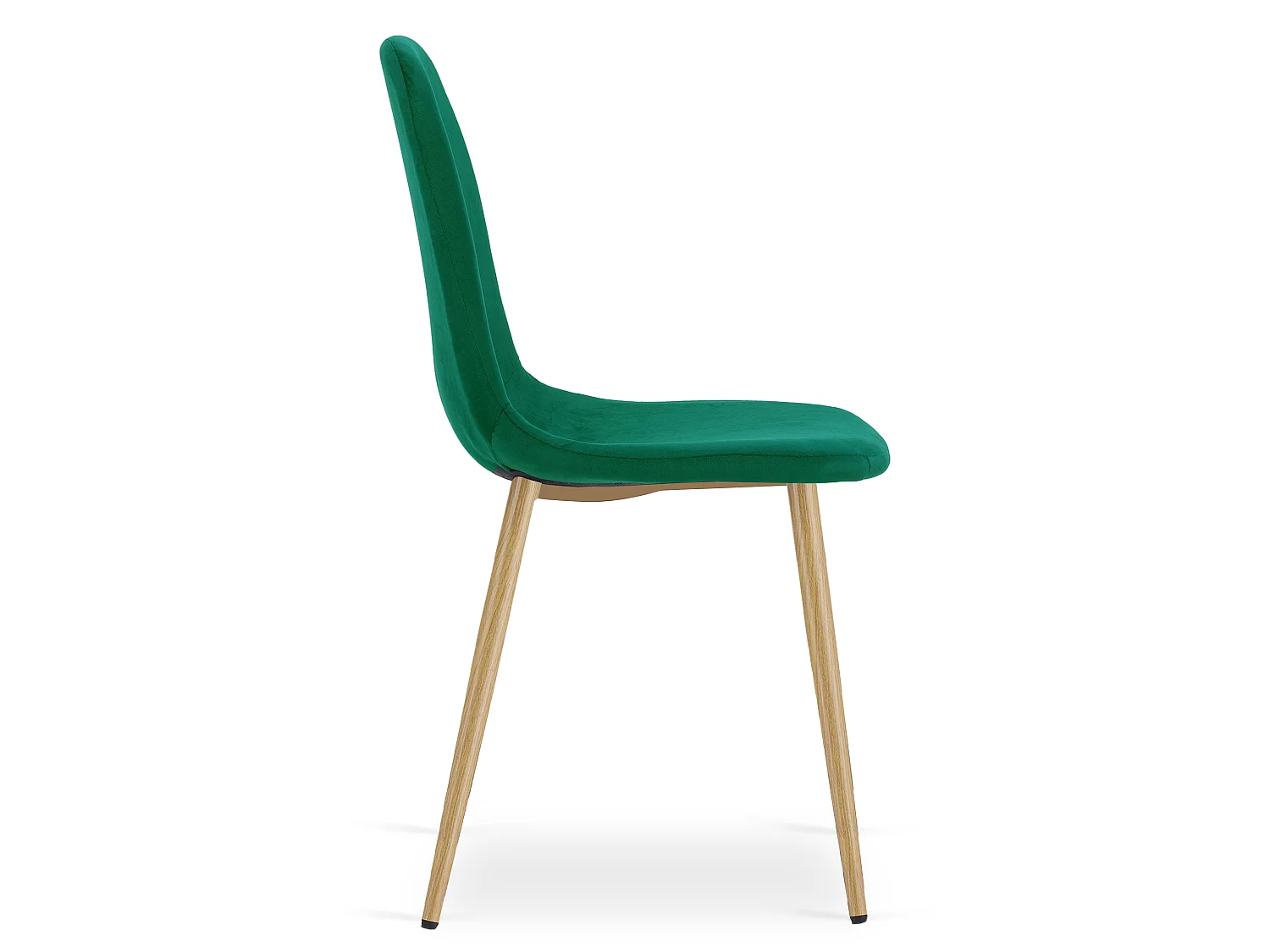 Chaise de salle à manger et cuisine en velours vert, pieds chêne 87 cm