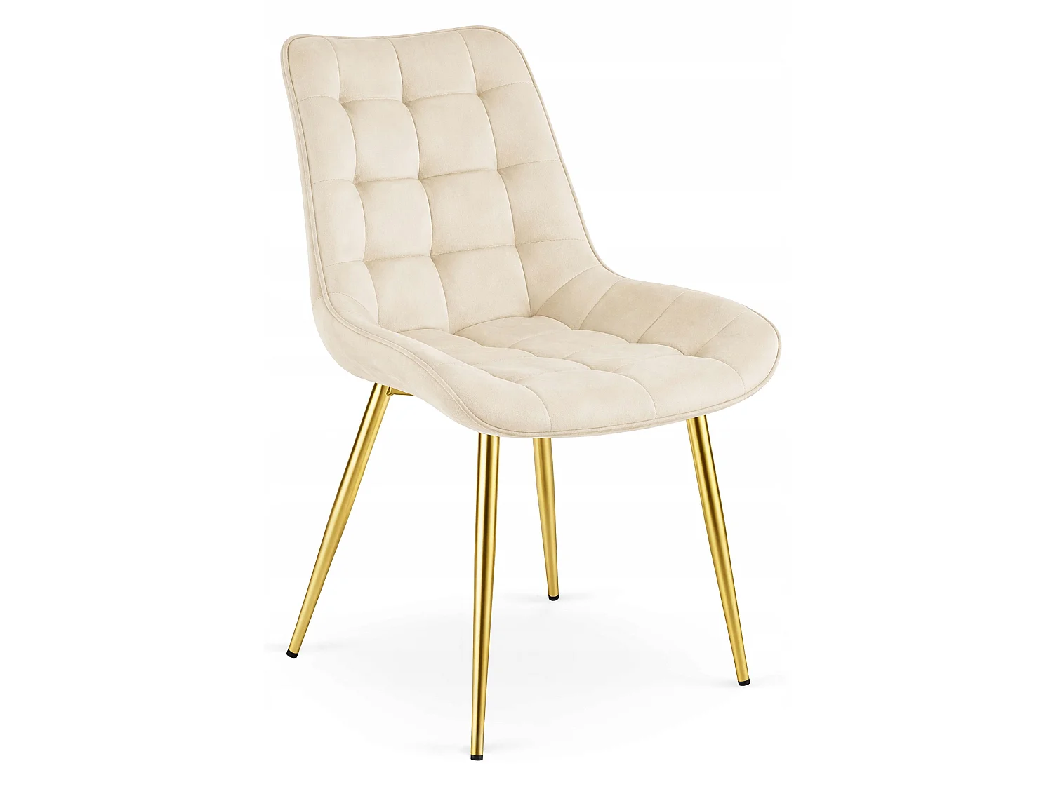 Chaise de salle à manger et cuisine BERA en velours beige clair pieds dorés x 4