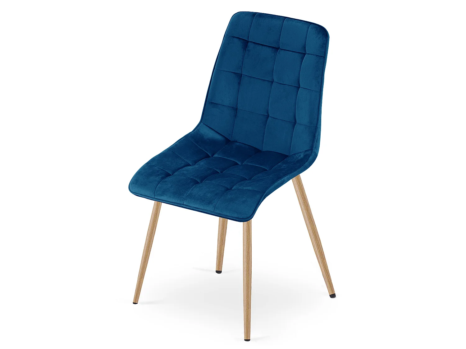 Chaise de salle à manger et cuisine SPLIT en velours bleu marine, pieds chêne