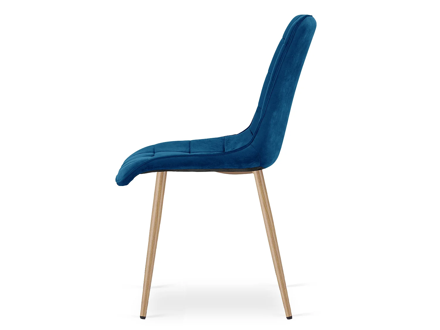 Chaise de salle à manger et cuisine SPLIT en velours bleu marine, pieds chêne