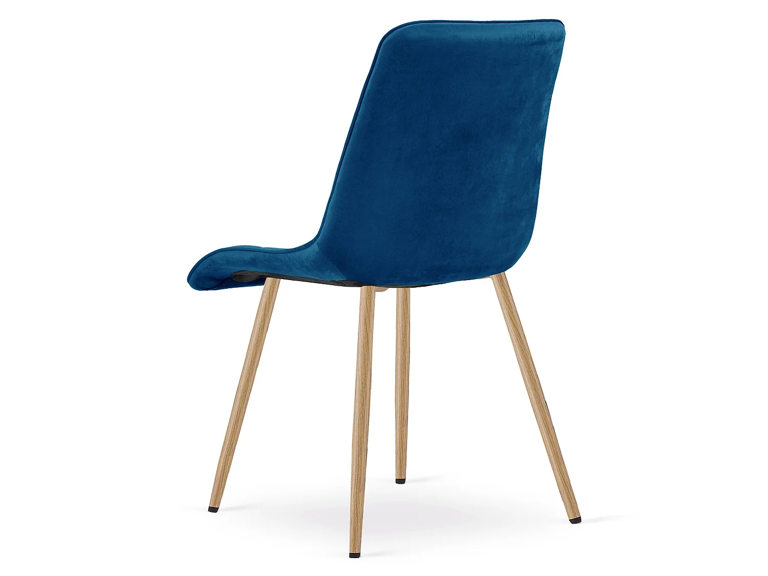 Chaise de salle à manger et cuisine SPLIT en velours bleu marine, pieds chêne