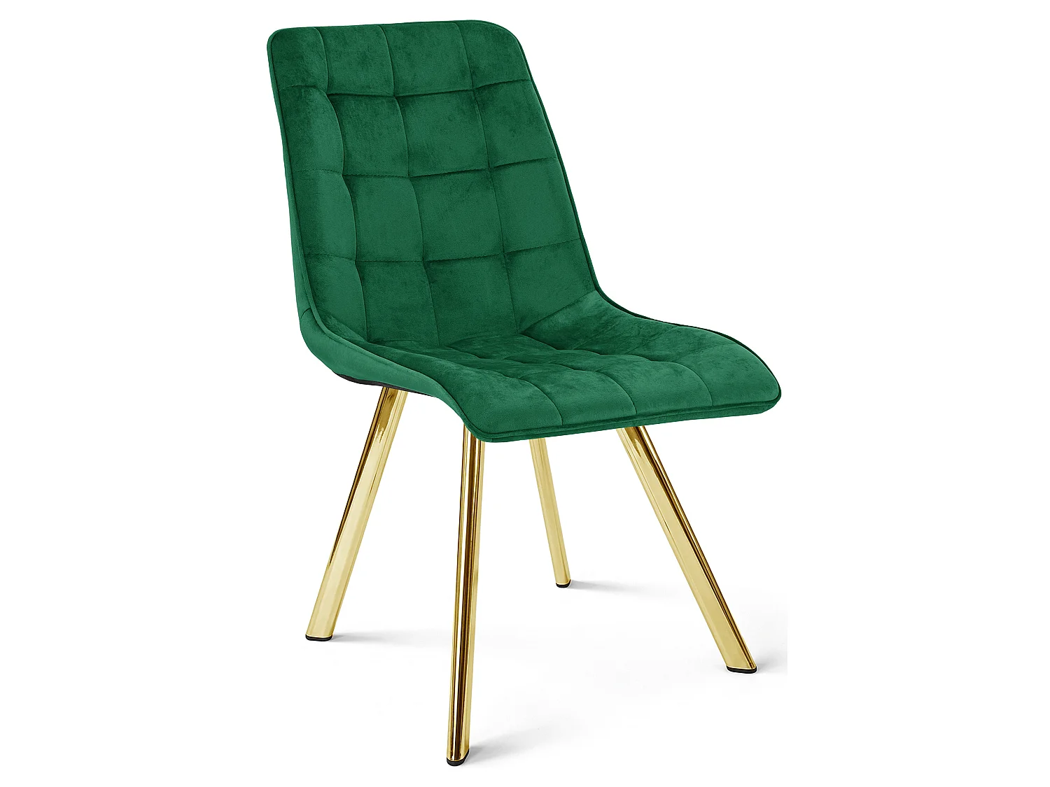 Eetkamerstoel fluweel groen metalen poten goud 87x49x60 cm