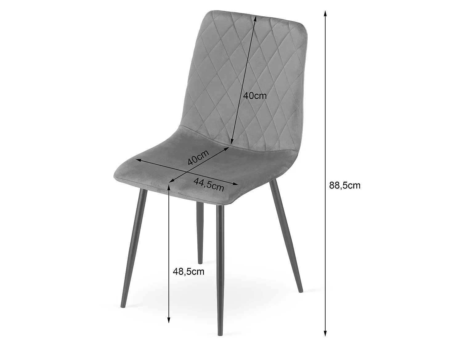Eetkamerstoel TURIN fluweel bruin zwarte poten 44,5x53x88,5 cm