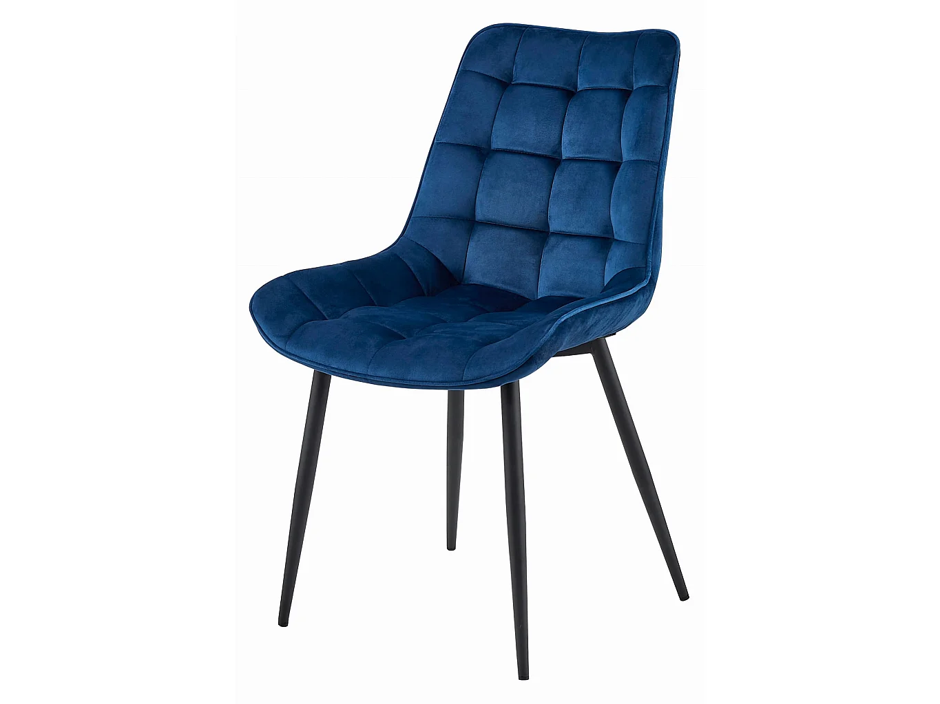 Eetkamerstoel BERA fluwelen donkerblauw zwarte poten 88x54x60 cm