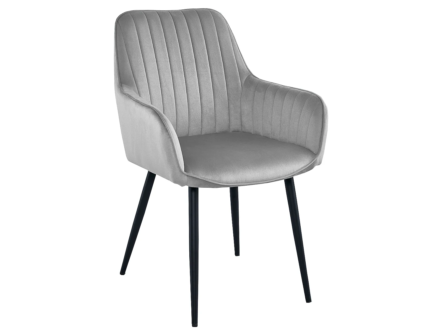 Eetkamerstoel modern fluweel zilvergrijs zwarte poten x 2 56,5x60,5x83,5 cm
